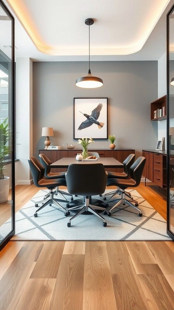 High-Tech Conference Room featuring Acoustic Wood Louver Wall Panels #47